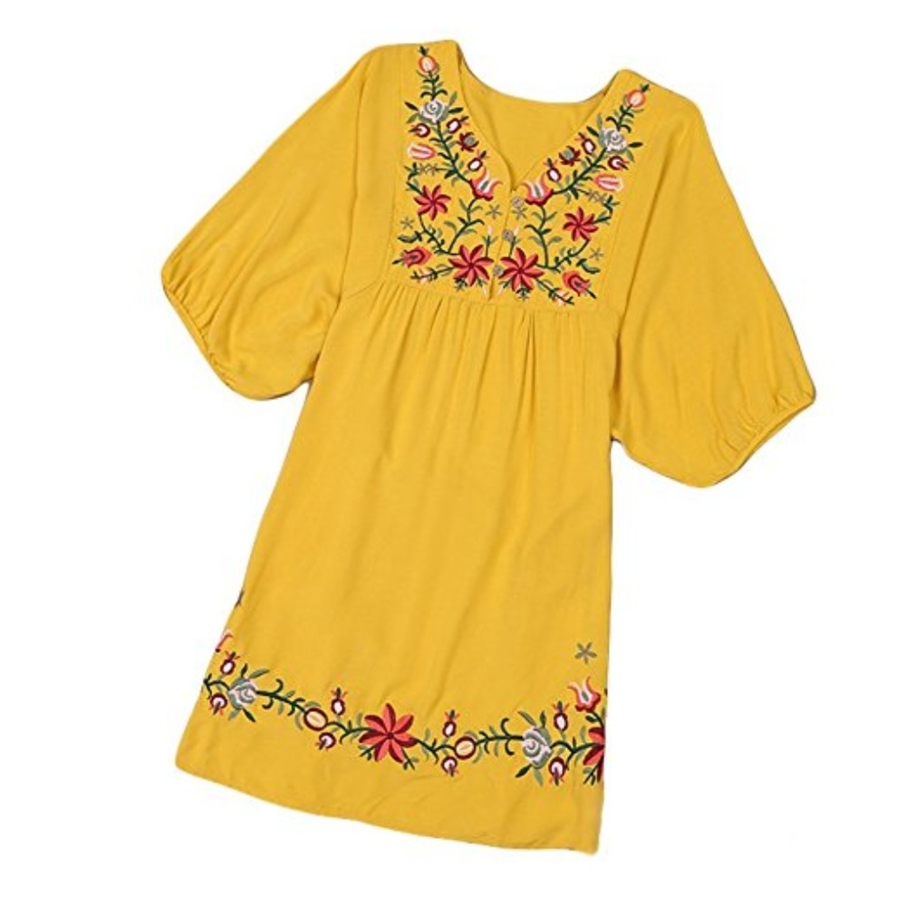 Floral Embroidered Peasant Tunic
